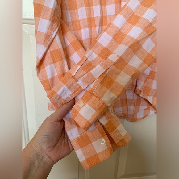 Women’s Pendleton Orange And White Plaid Button Up Blouse 🌴 - Picture 4 of 8